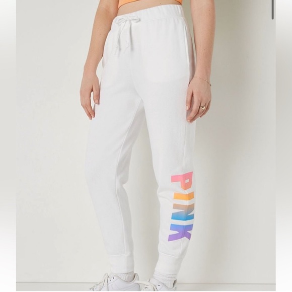 PINK Victoria's Secret Pants - VICTORIA’S SECRET PINK FLEECE RELAXED JOGGER SWEATPANTS XXL WHITE